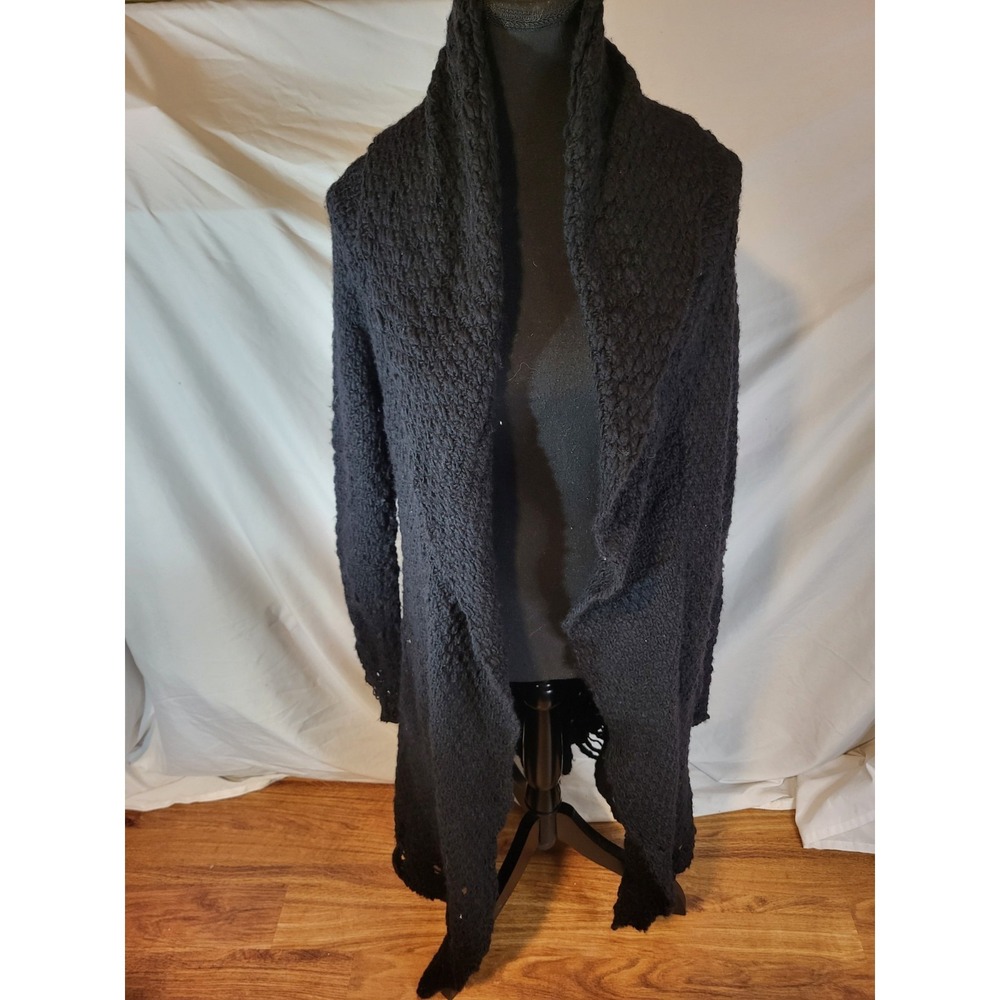 Thom Krom Black Size XS 100% Wool‎ Avant-garde Distressed Cardigan